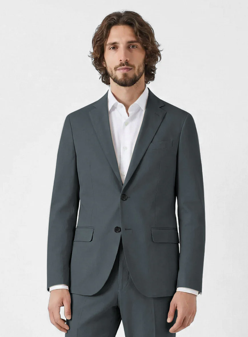 Steel Blue Stretch Chino Jacket - Image 2