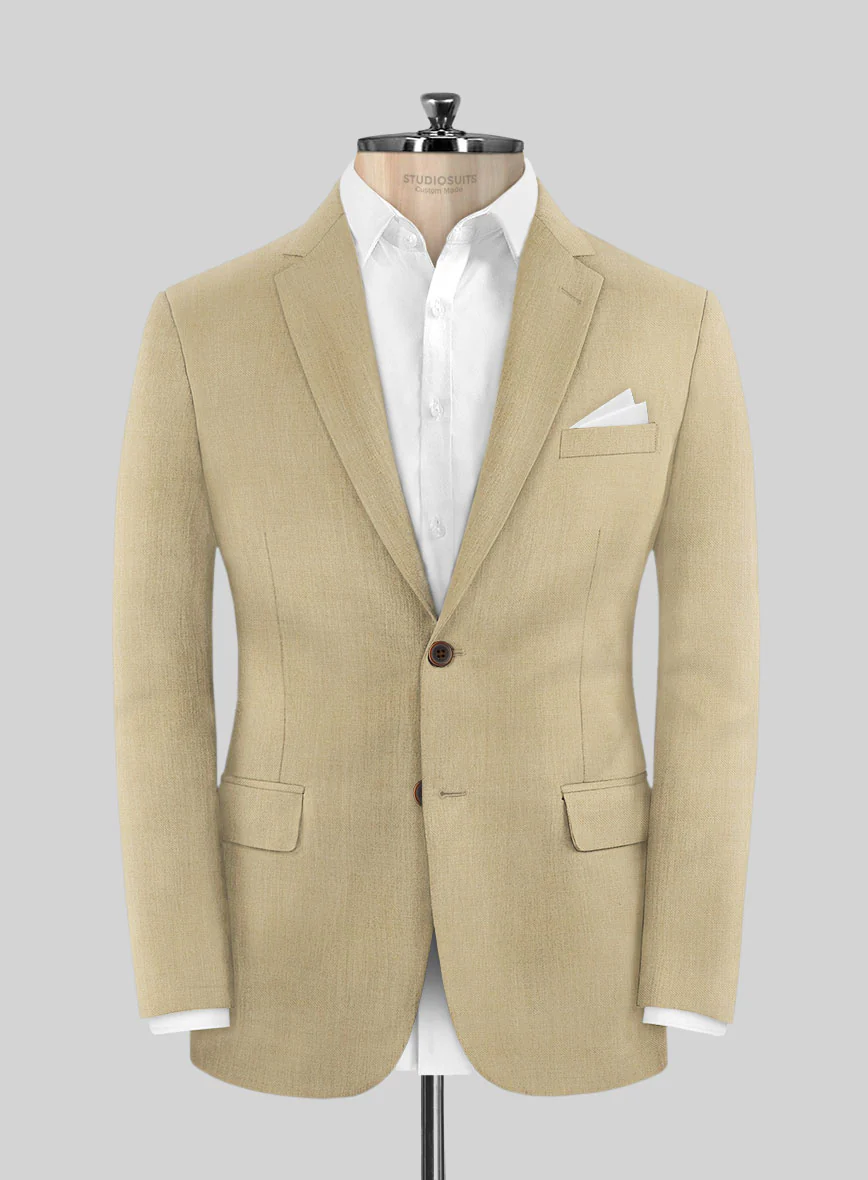 Stretch Beige Wool Suit - Image 4