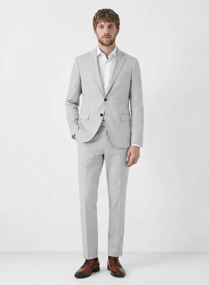 Stretch Summer Light Gray Chino Suit