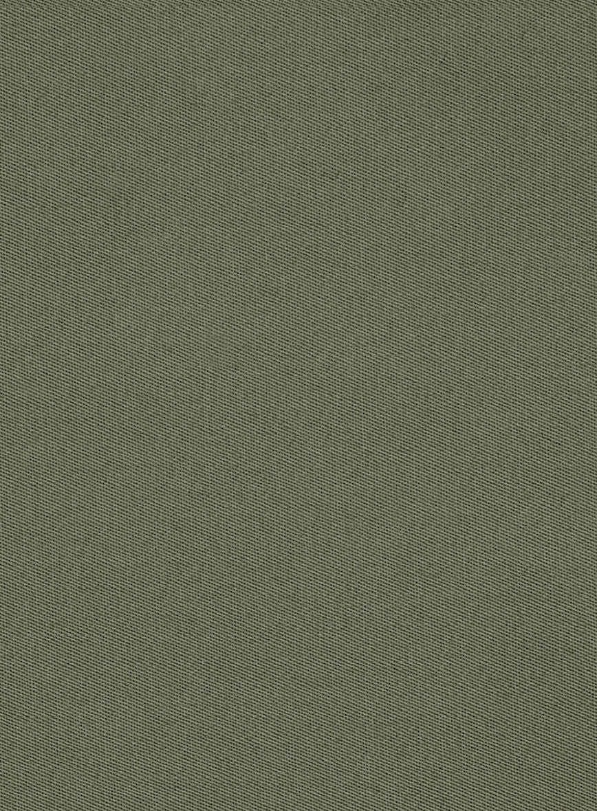 Washed Stretch Summer Olive Green Chino Pants - Image 4