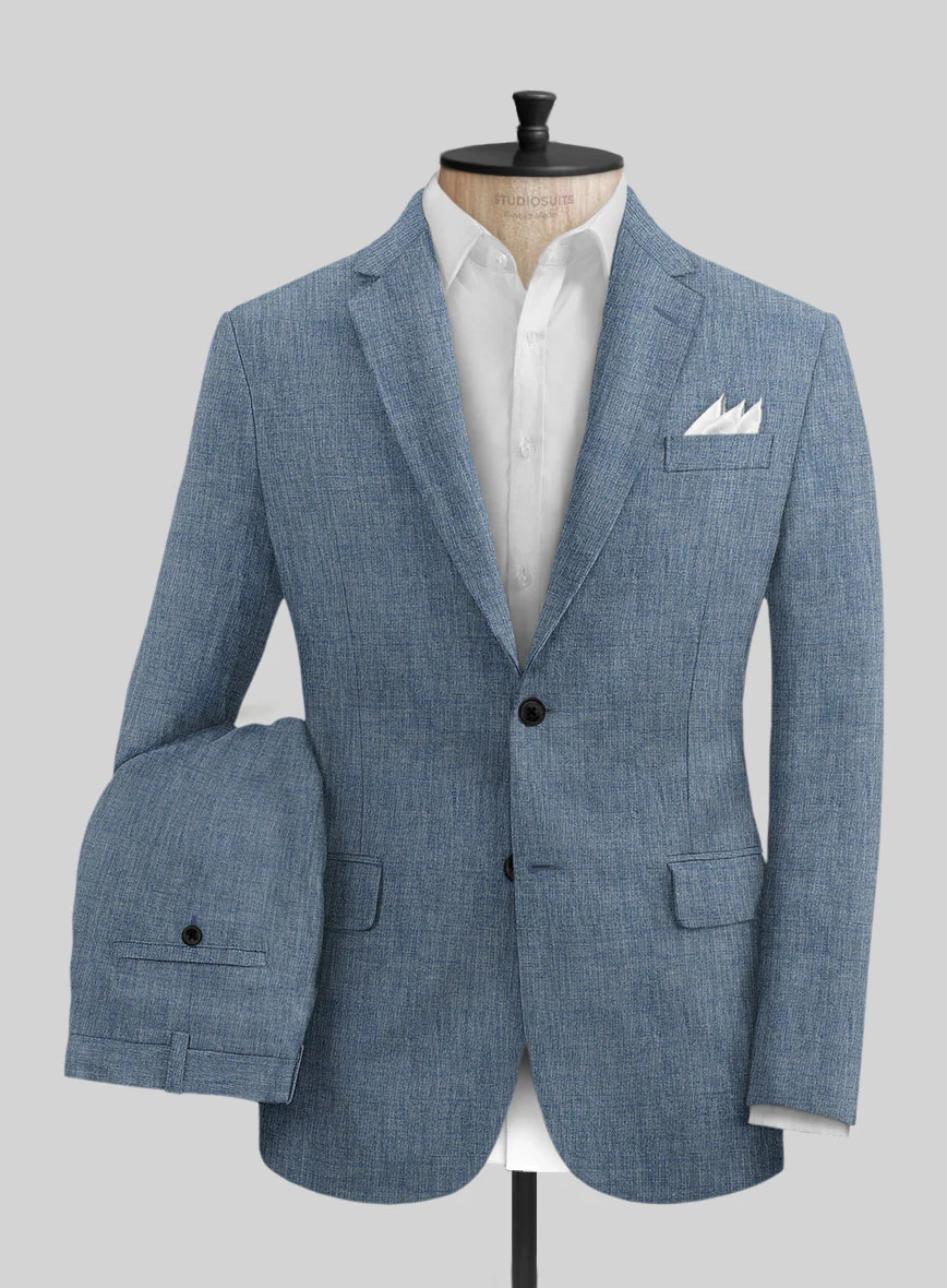 Stylbiella Spring Blue Linen Suit