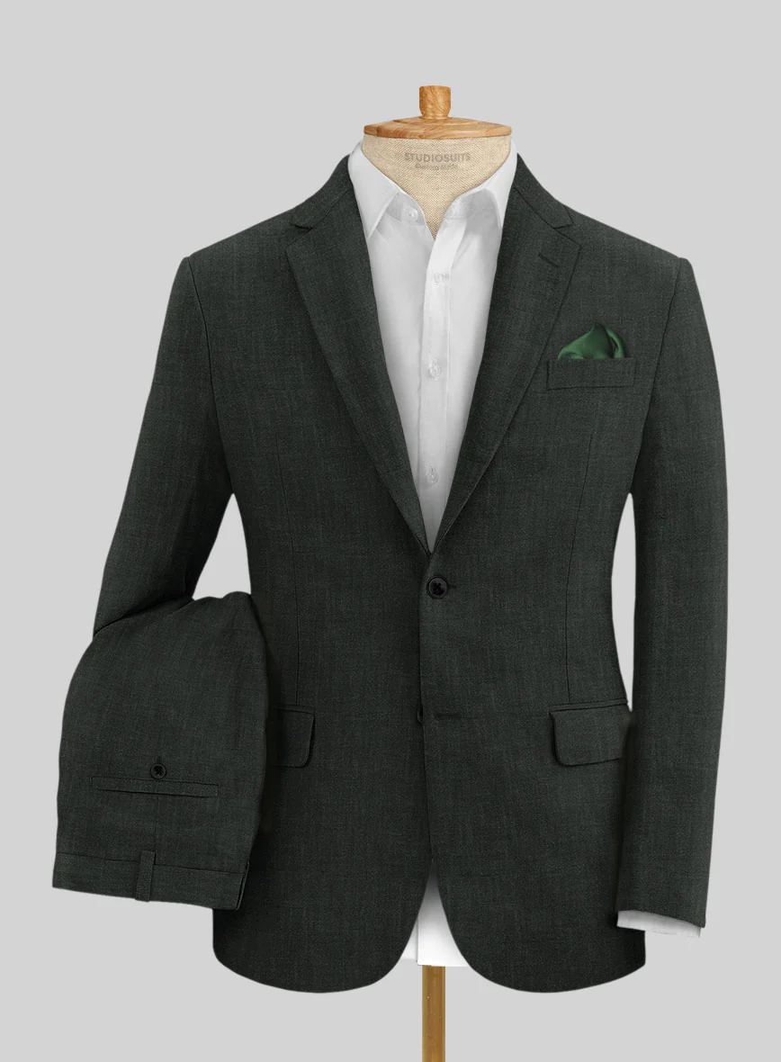 Stylbiella Spring Dark Green Linen Suit