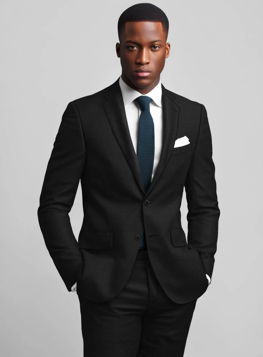 Super Black Satin Wool Suit - Image 4