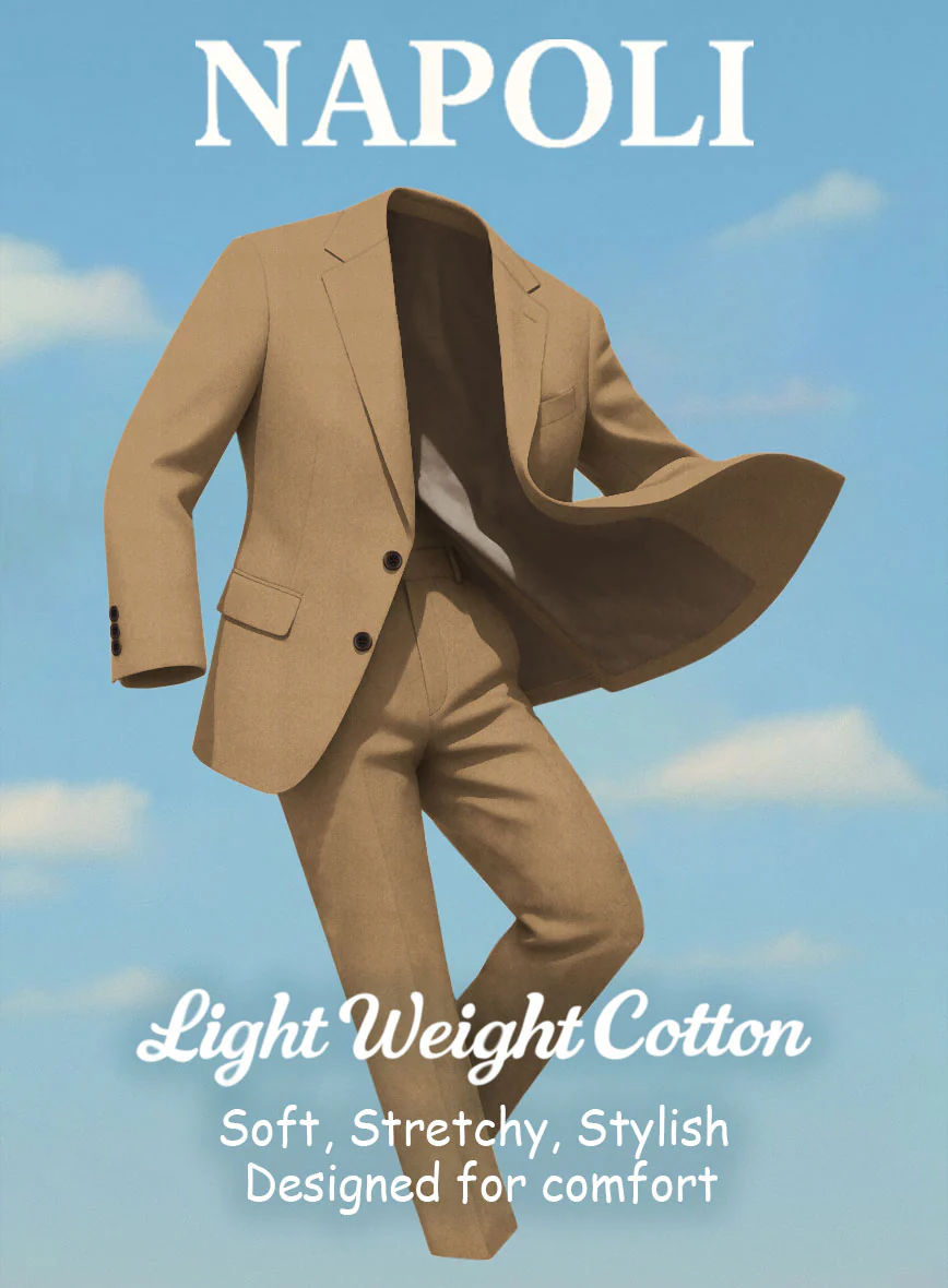 Tan Napoli Stretch Light Weight Cotton Pants - Image 4
