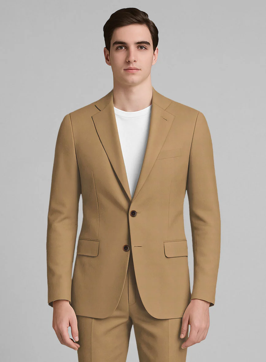 Tan Napoli Stretch Light Weight Cotton Suit - Image 2