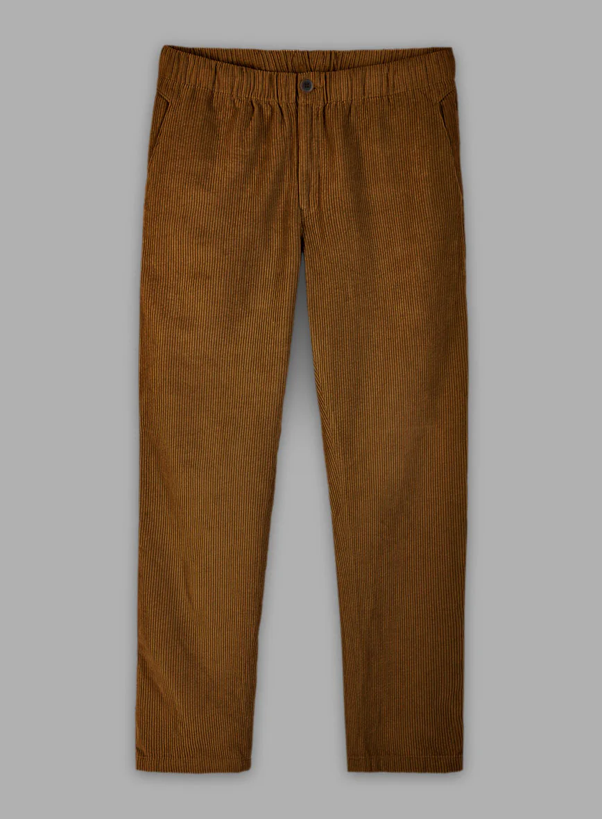 Tan Stretch Pin Corduroy Easy Pants
