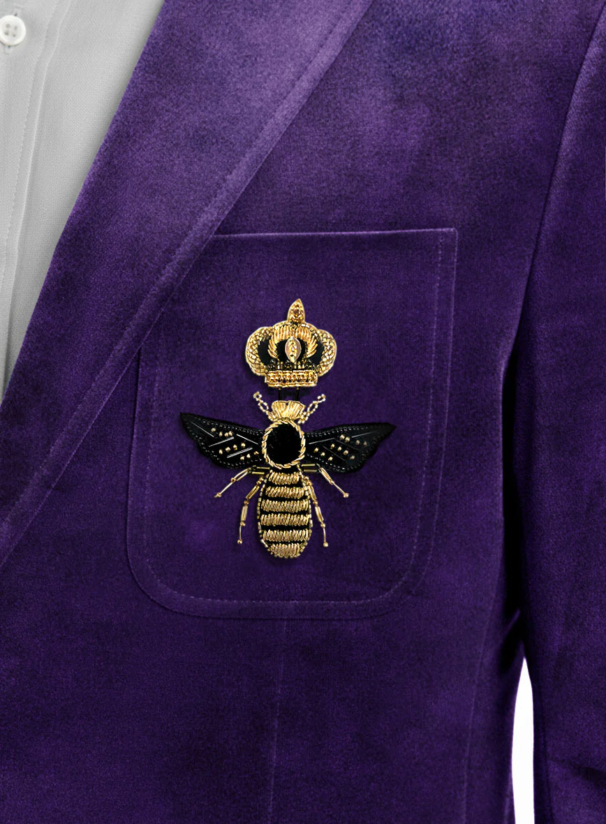 The Golden Bee Purple Velvet Jacket - Image 3