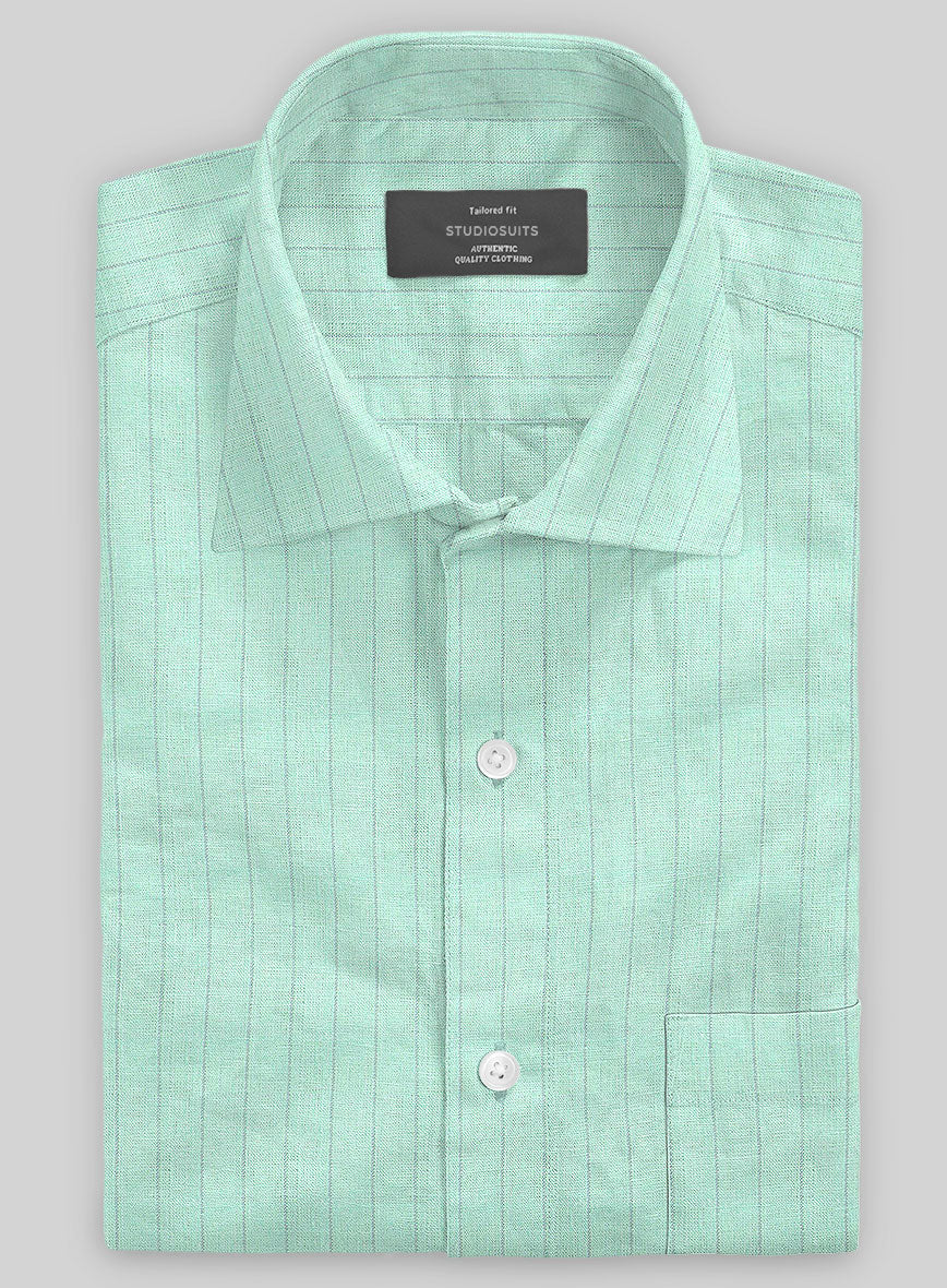 Tiffany Blue Stripe Linen Shirt