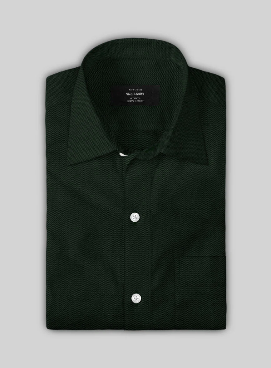 Timber Green Herringbone Cotton Shirt