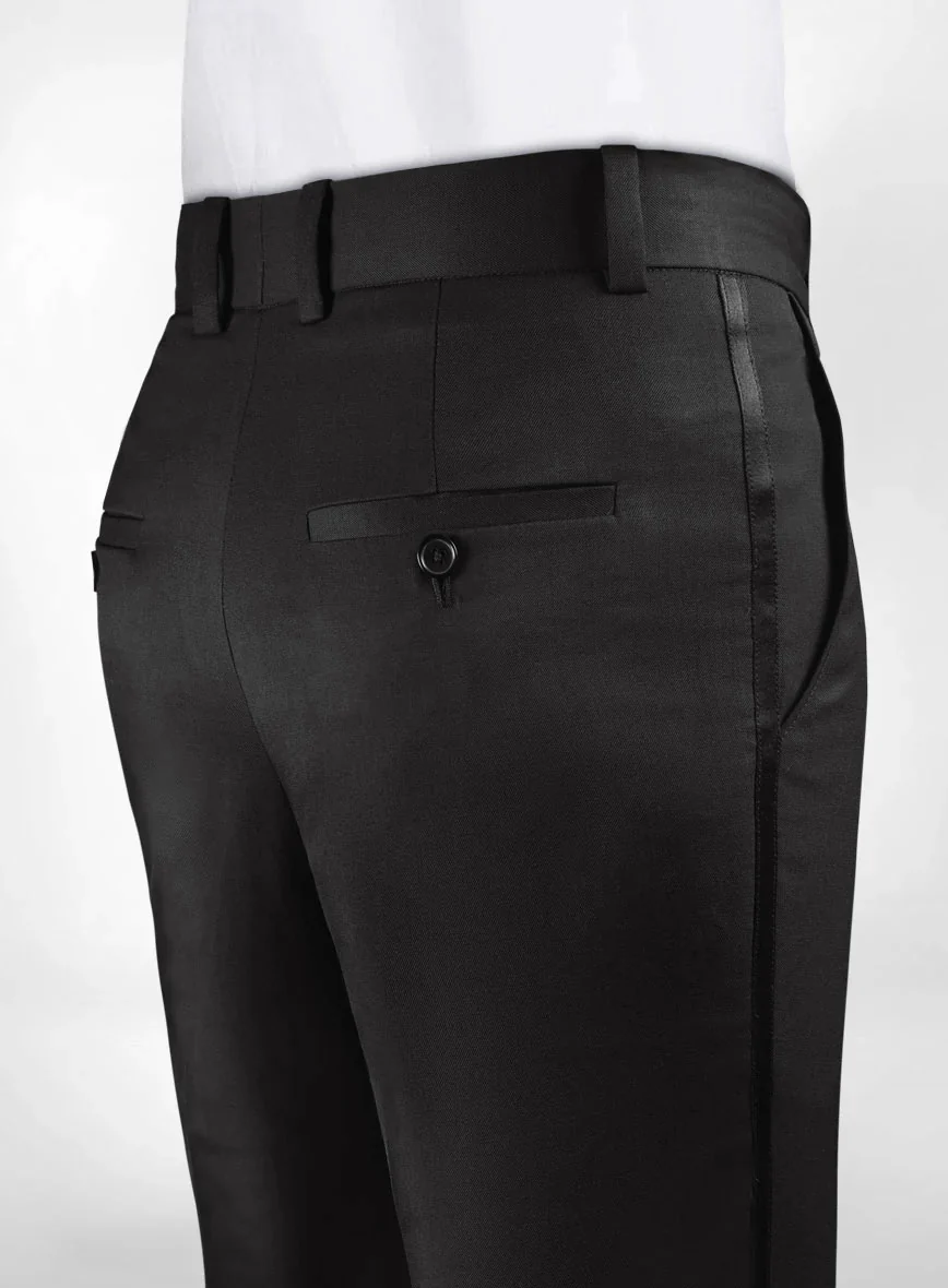 Italian Style Black Wool Tuxedo - Satin Trim - Image 3