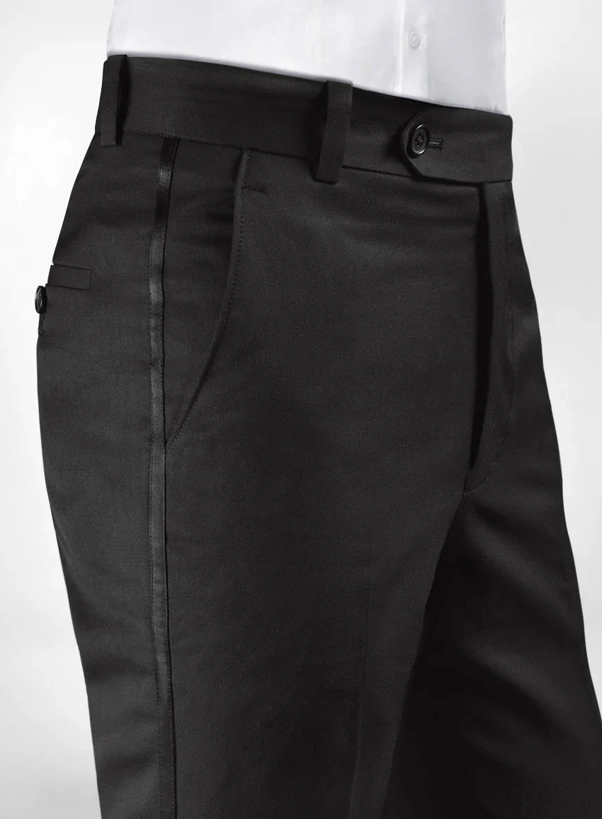 Italian Style Black Wool Tuxedo - Satin Trim - Image 4