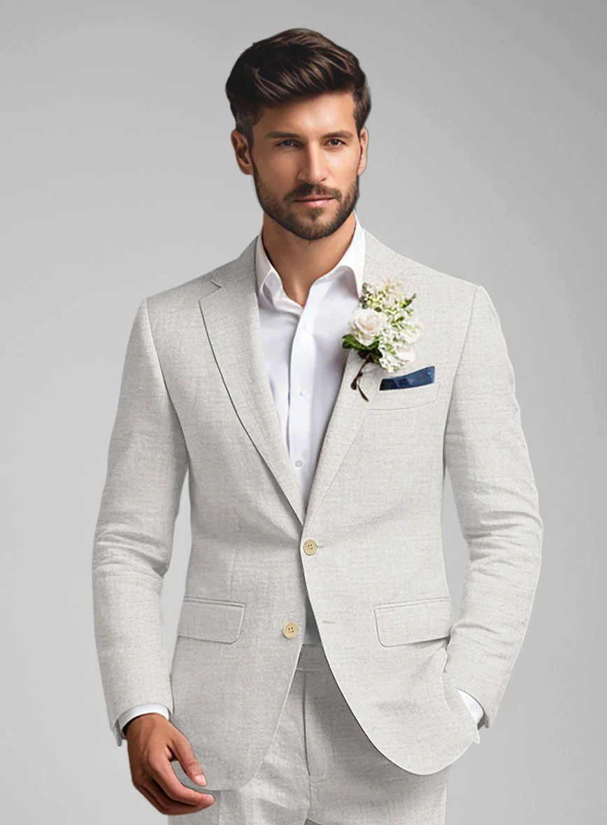 Tropical Beige Linen Suit - Image 2