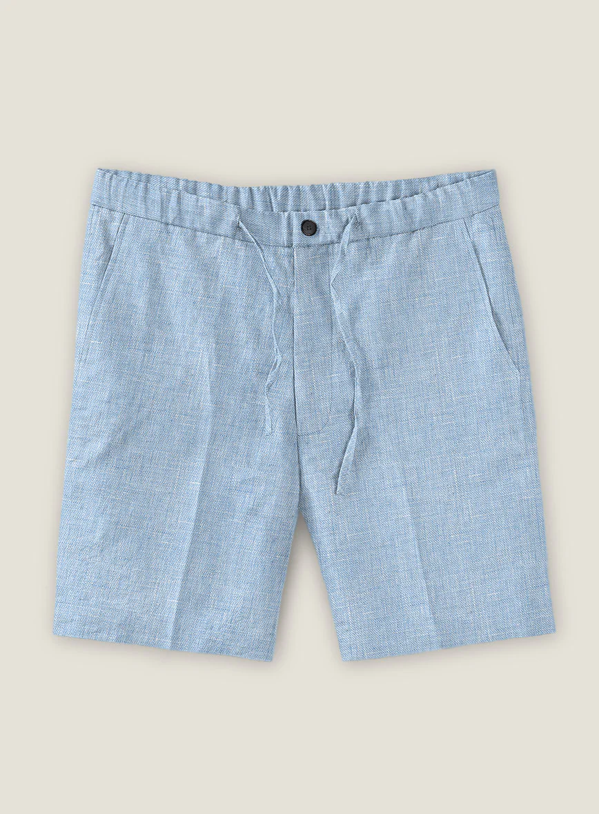 Tropical Blue Linen Shorts