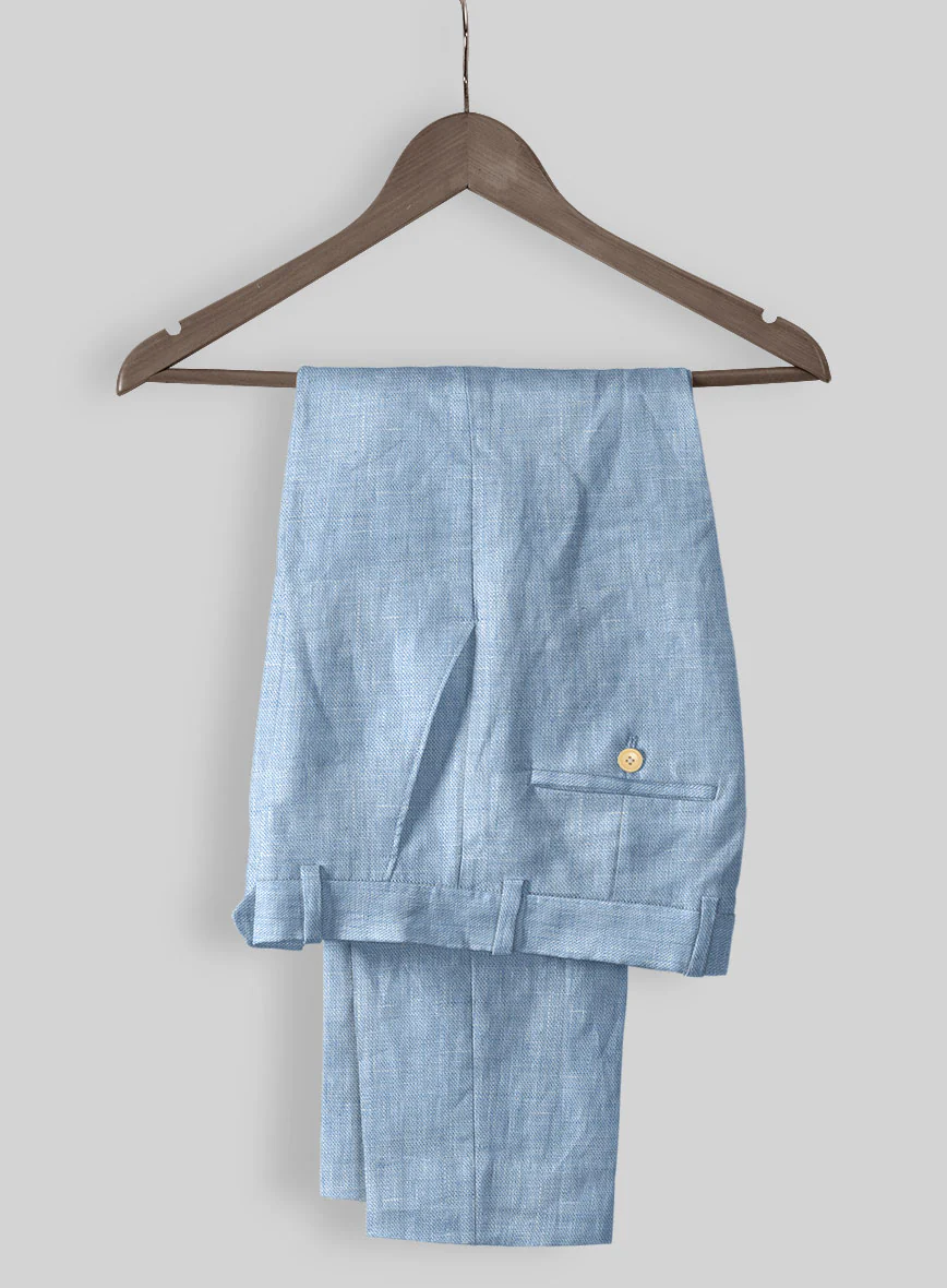 Tropical Blue Linen Pants - Image 4