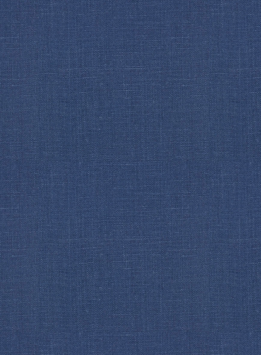 Trucker Azure Blue Linen Shirt - Image 4