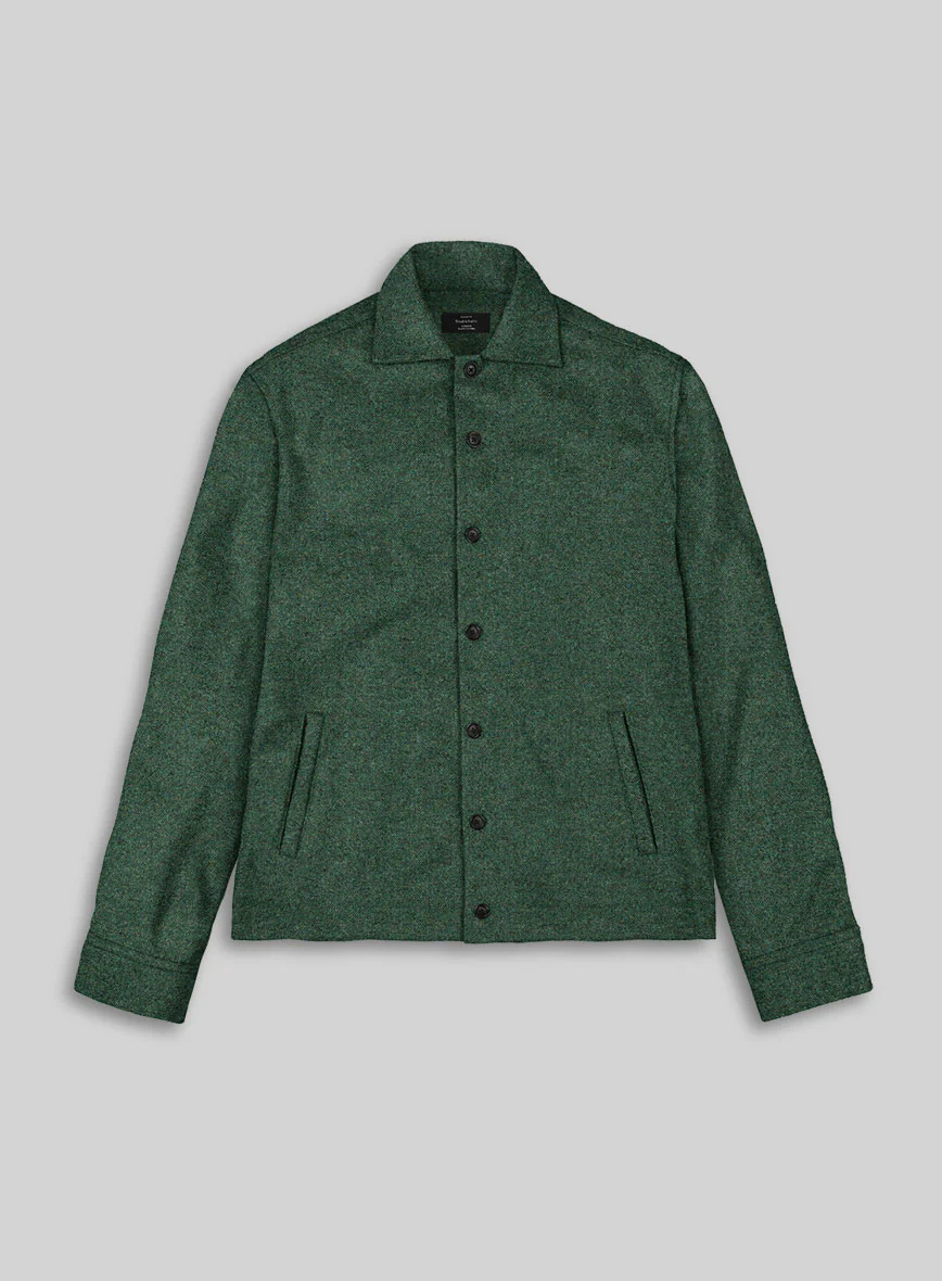 Trucker Bottle Green Herringbone Tweed Shirt
