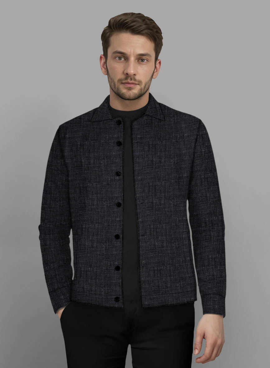 Trucker Italian Blu Linen Shirt - Image 2