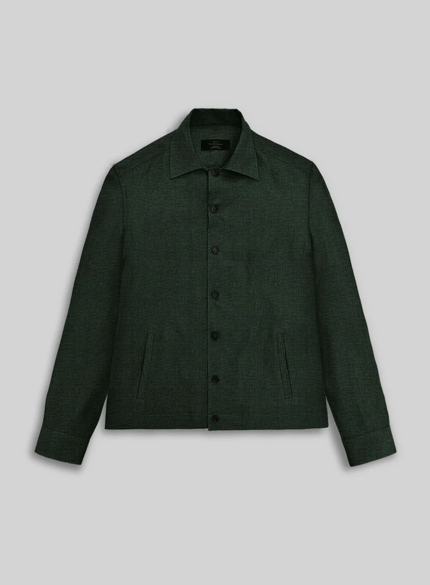 Trucker Martini Green Linen Shirt
