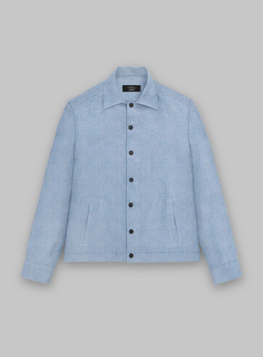 Trucker Tropical Blue Linen Shirt