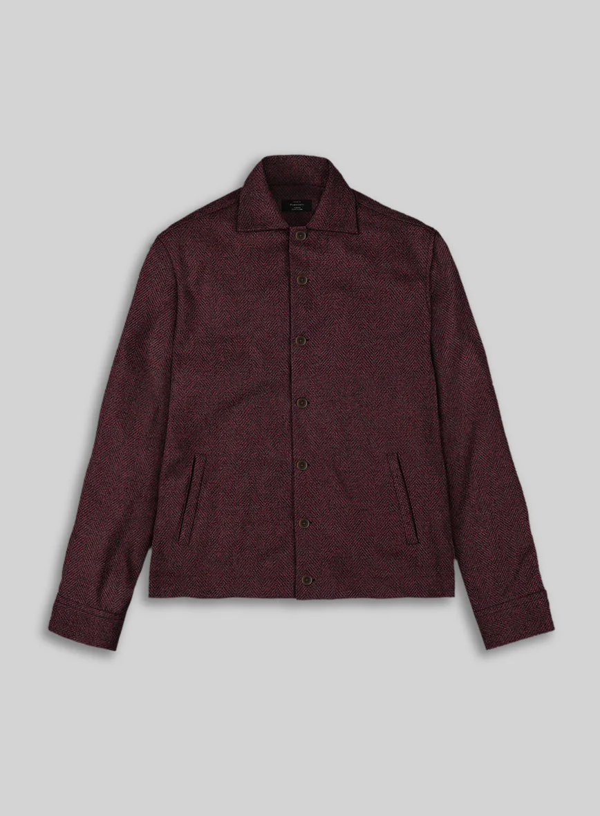 Trucker Wine Herringbone Tweed Shirt