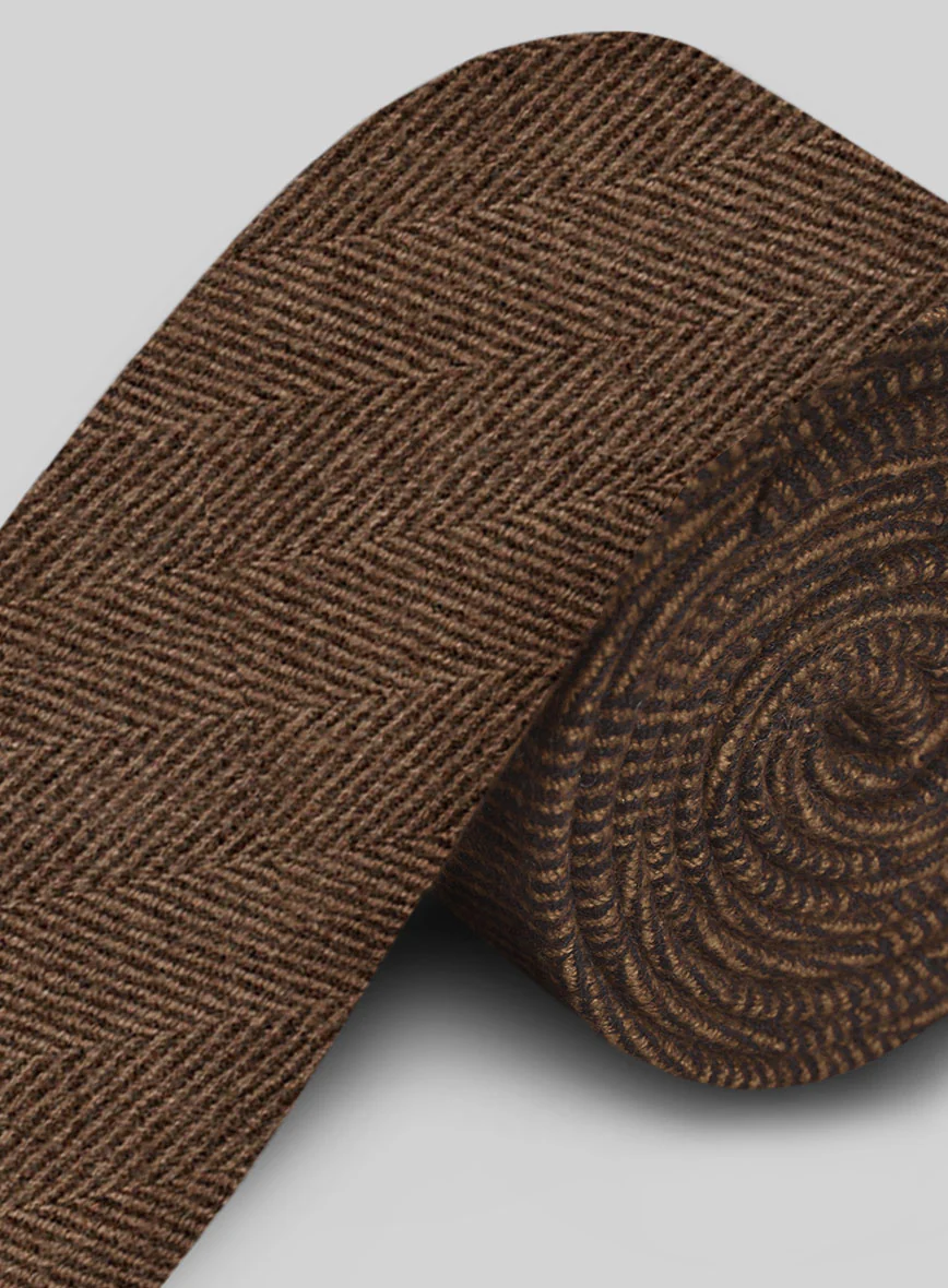 Tweed Tie - Naples Wide Herringbone Tan - Image 3