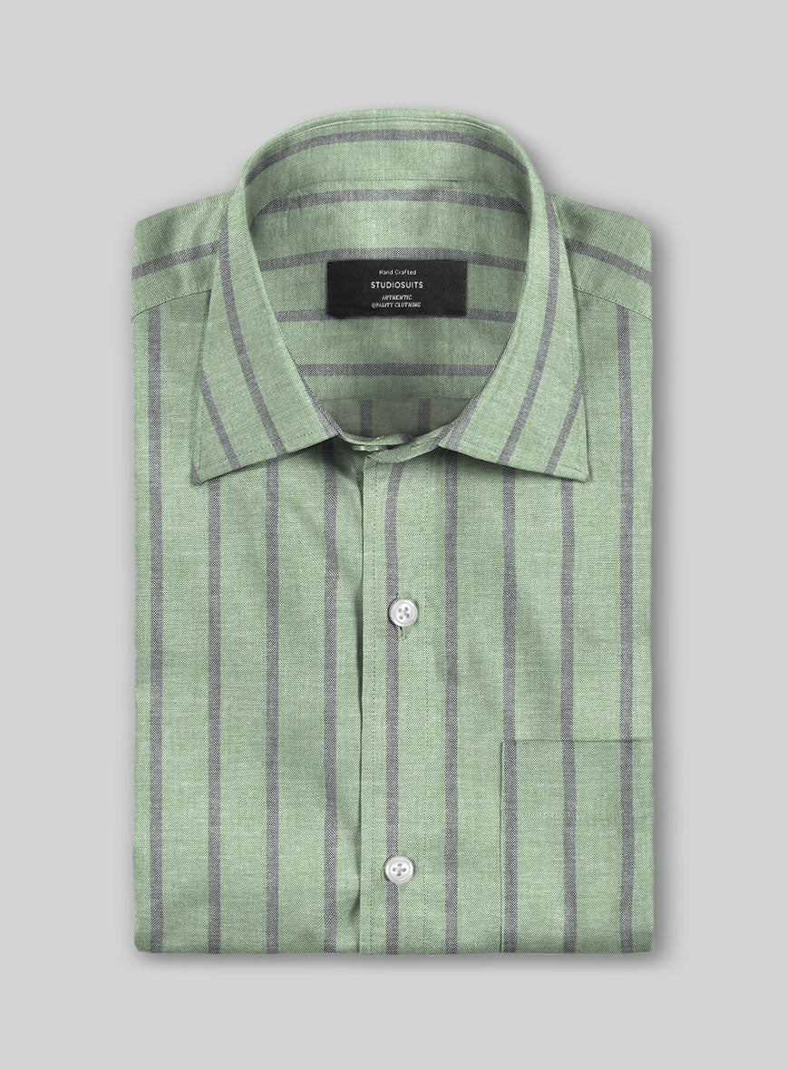 Verdigris Stripe Organic Cotton Shirt