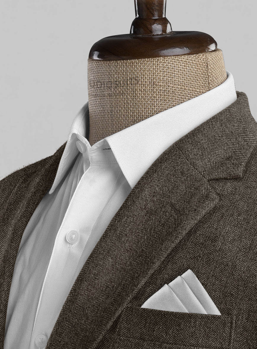Vintage Dark Brown Herringbone Tweed Jacket - Image 4