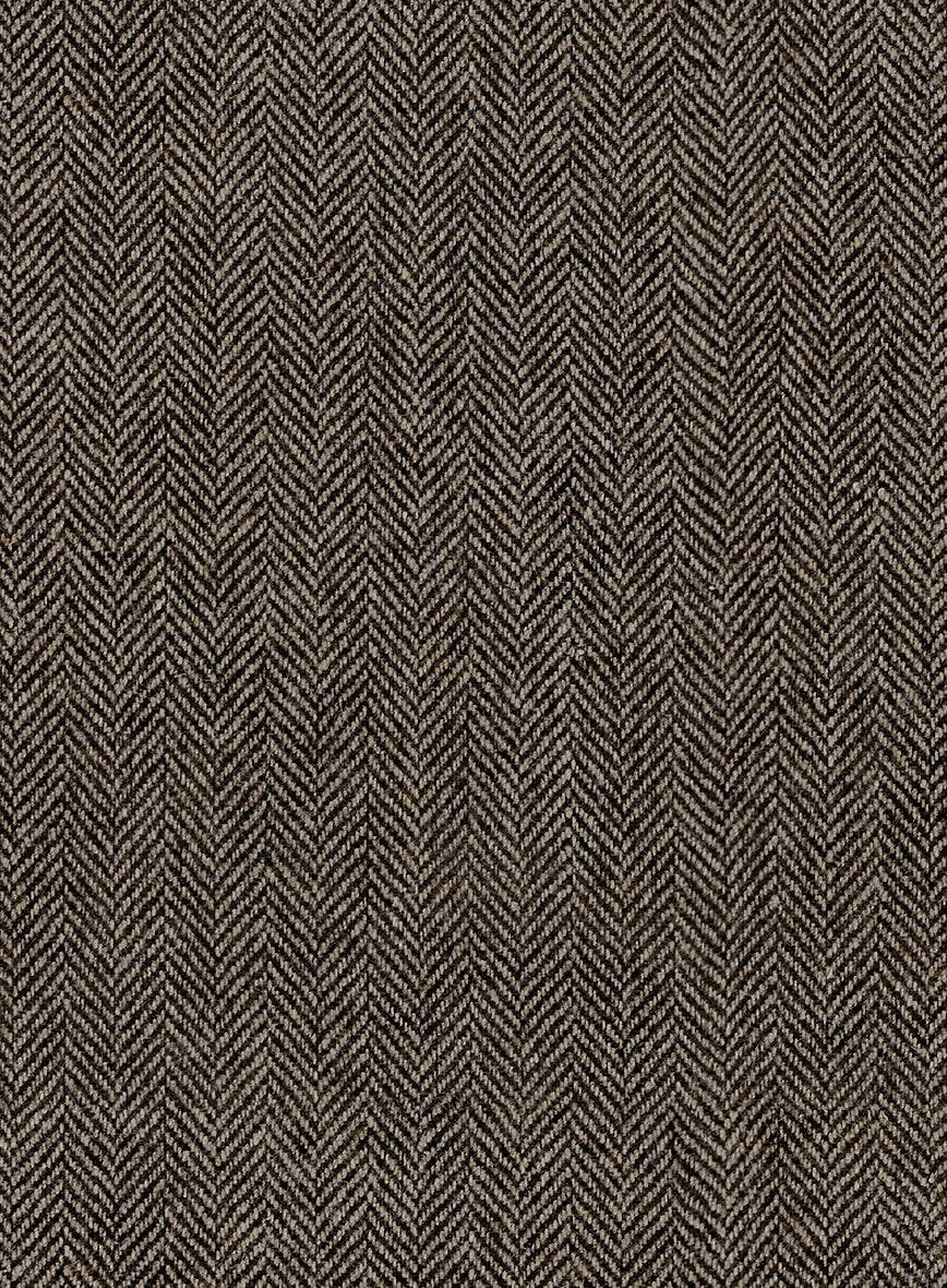 Vintage Dark Brown Herringbone Tweed Jacket - Image 5