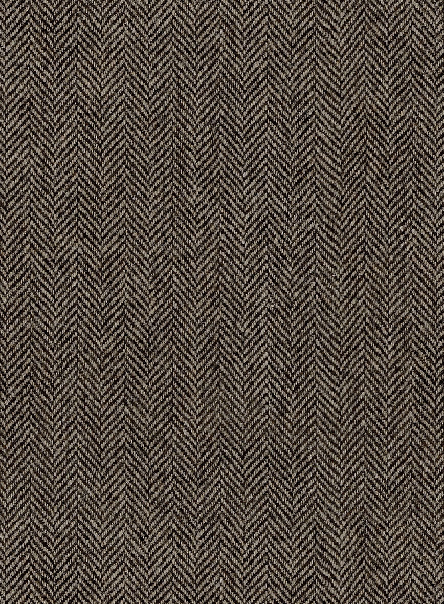 Vintage Dark Brown Herringbone Tweed Overcoat - Image 4