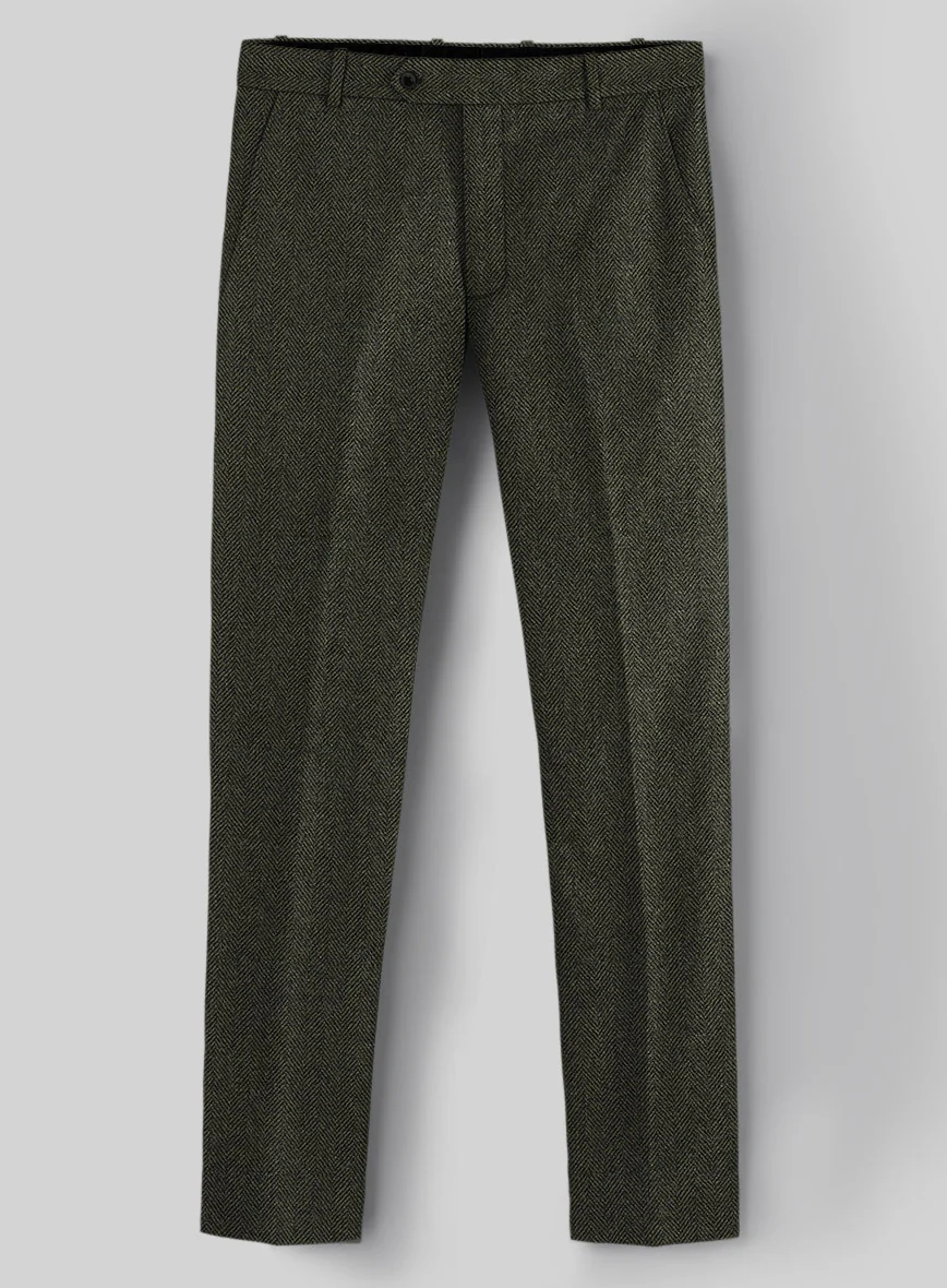 Vintage Flat Green Herringbone Tweed Suit - Image 7