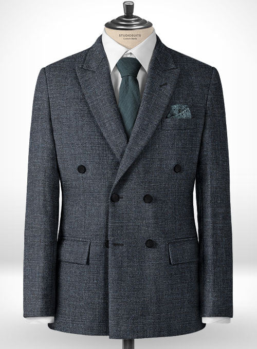 Vintage Glasgow Blue Tweed Double Breasted Jacket