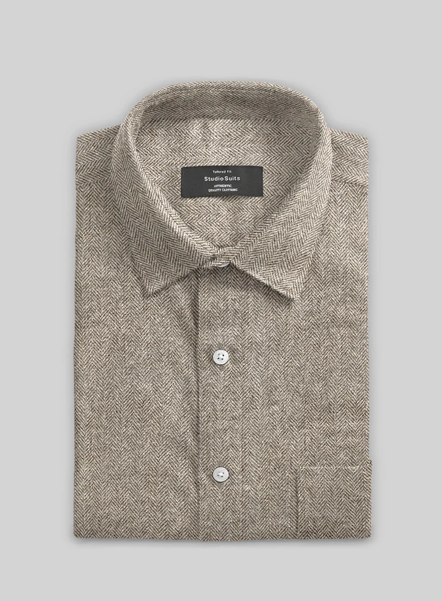 Vintage Herringbone Brown Tweed Shirt