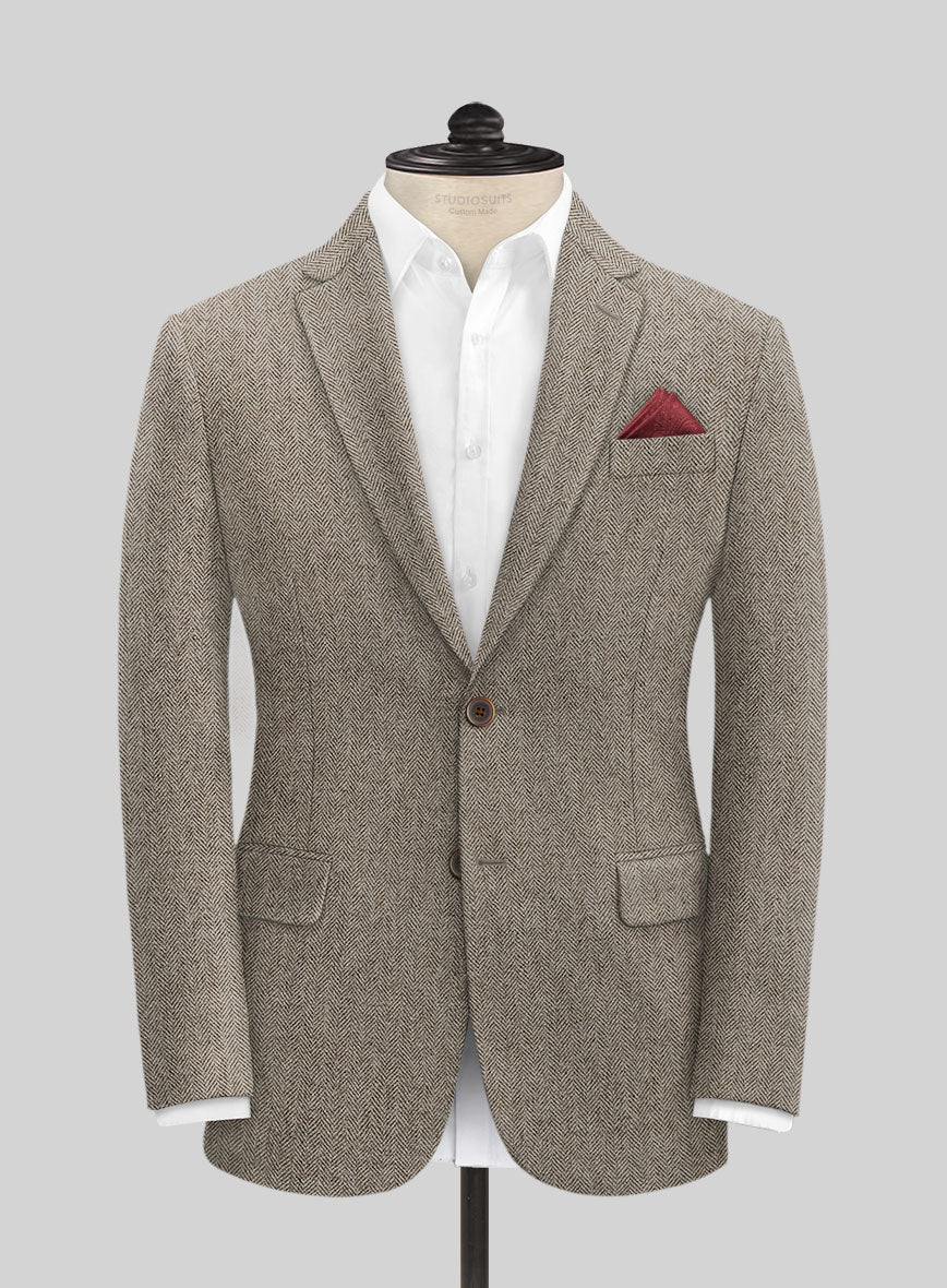Vintage Herringbone Brown Tweed Suit - Image 4