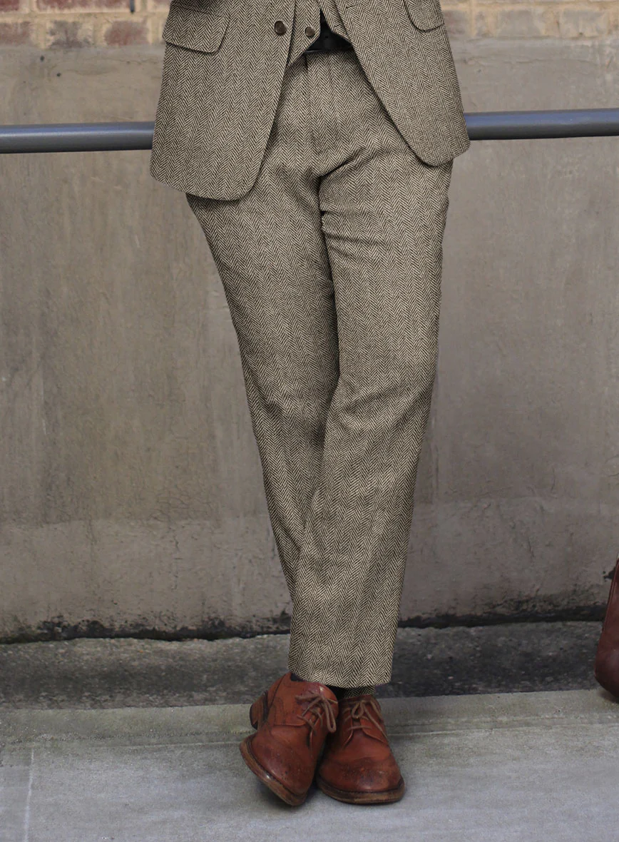 Vintage Herringbone Brown Tweed Suit - Image 7