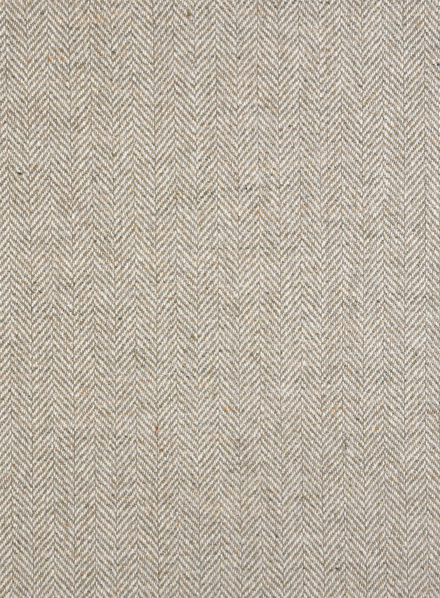 Vintage Herringbone Light Beige Tweed Pants - Leather Trims - Image 3