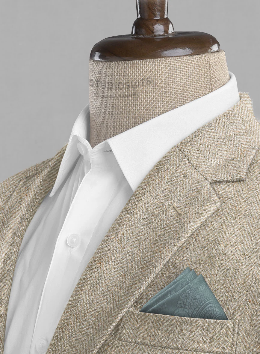 Vintage Herringbone Light Beige Tweed Suit - Image 5