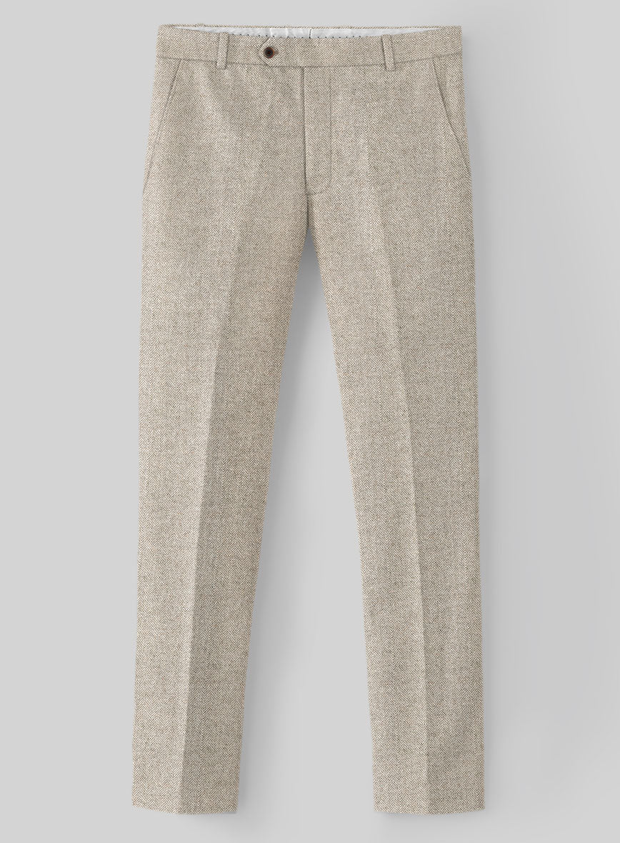 Vintage Herringbone Light Beige Tweed Suit - Image 6