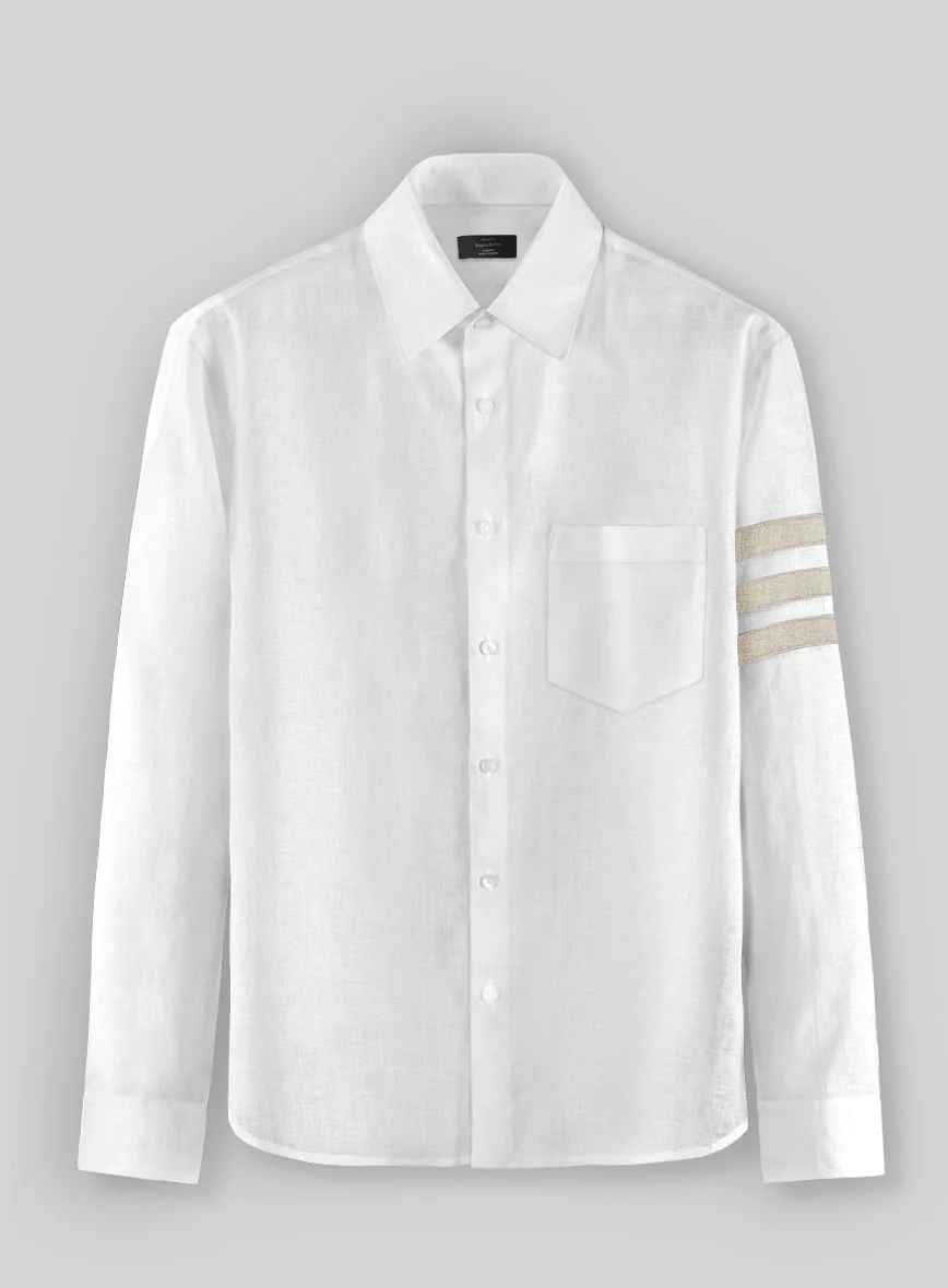 White And Dark Beige Linen Shirt