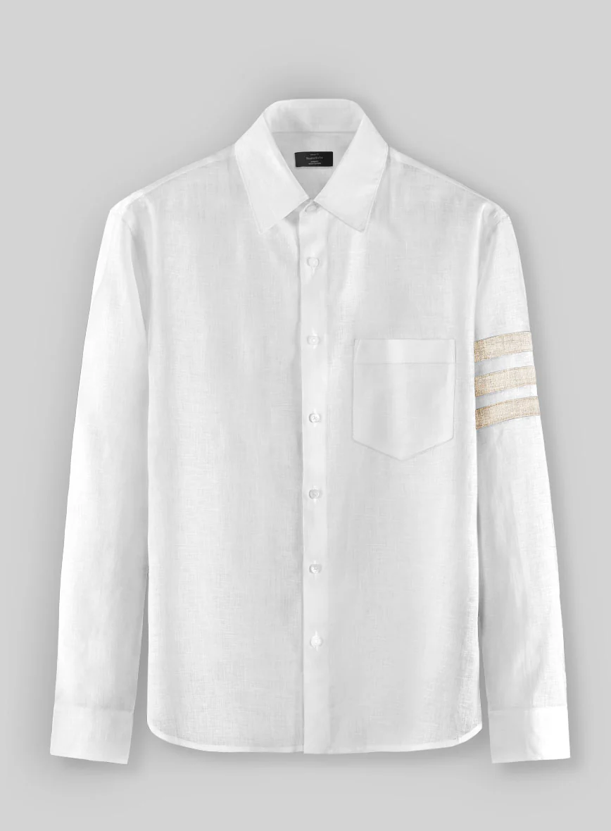 White And Light Beige Linen Shirt