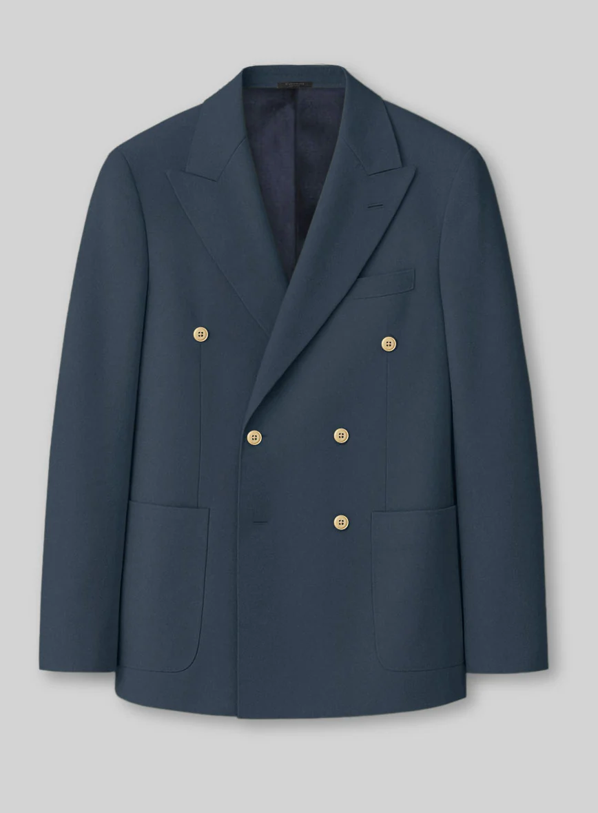 Blue Stretch Chino Double Breasted Jacket