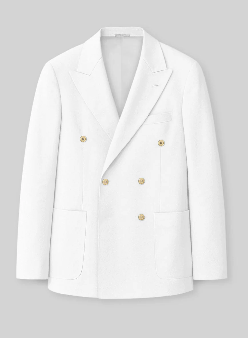 White Stretch Chino Double Breasted Jacket