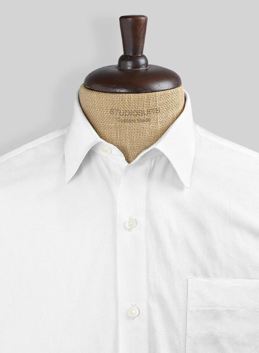White Stretch Poplene Shirt - Image 4