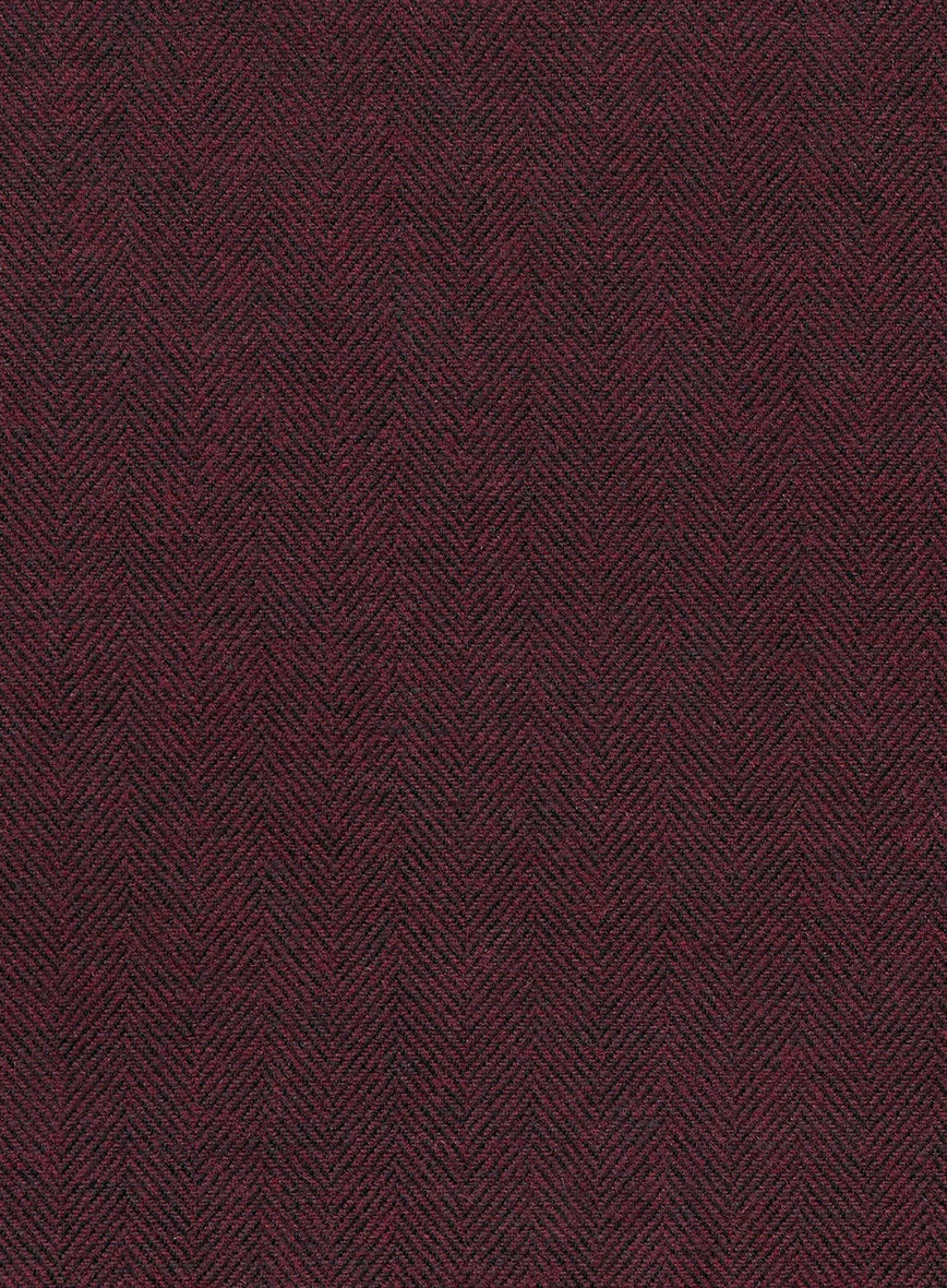 Wine Herringbone Tweed Overcoat - Image 3