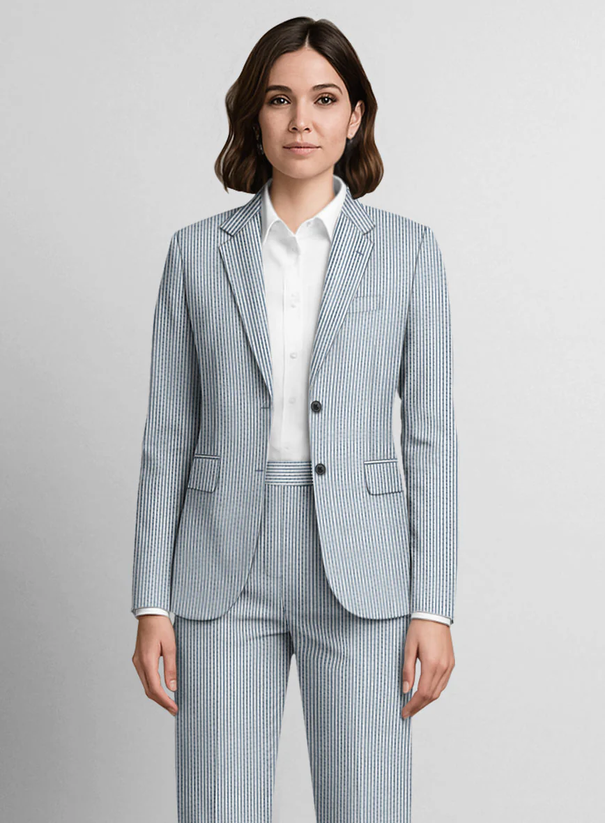 Women's Blue Seersucker Jacket
