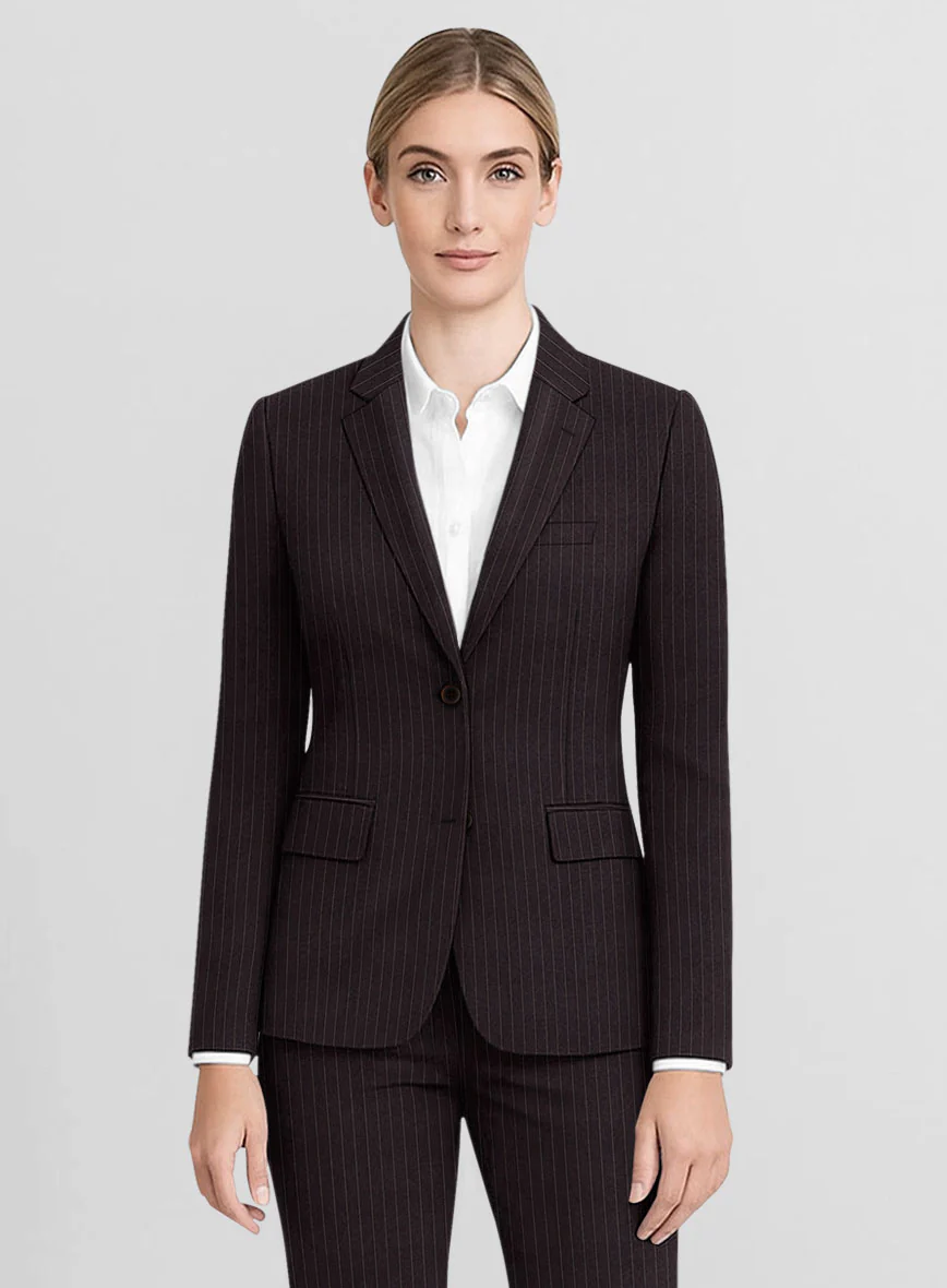 Women's Brown Pinstripe Jacket