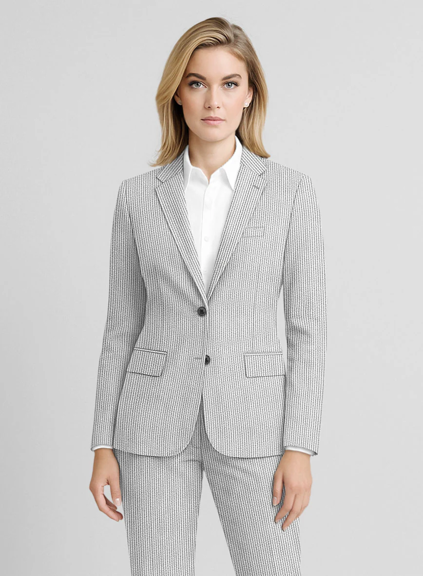Women's Gray Seersucker Jacket