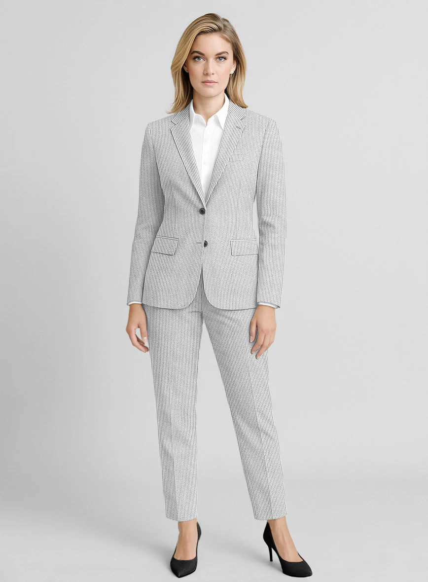 Women's Gray Seersucker Suit