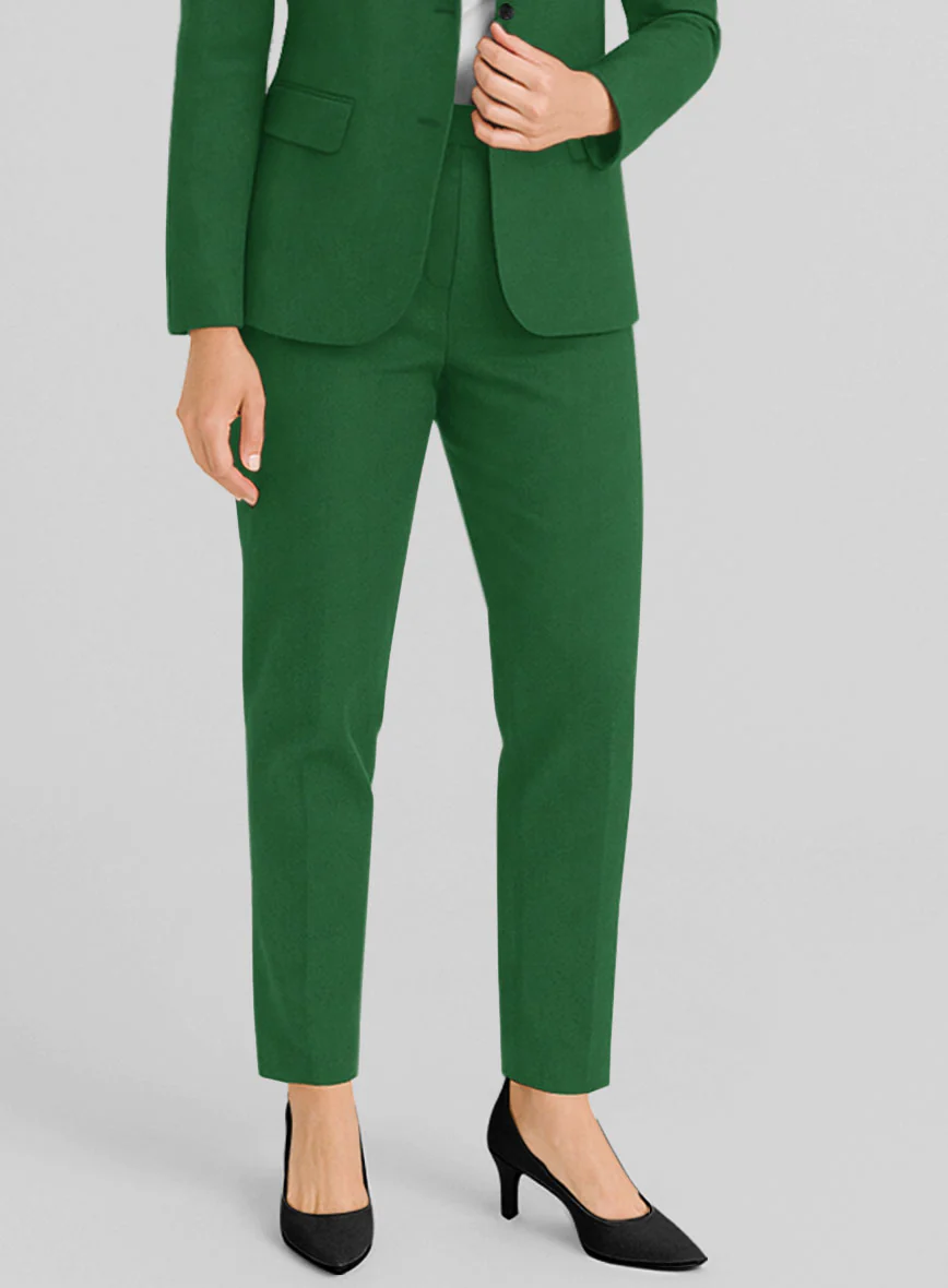 Women's Green Napoli Stretch Light Weight Cotton Pants