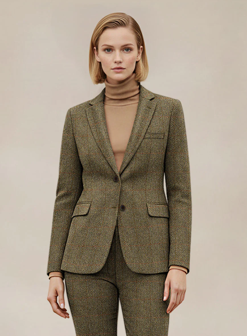 Women's Harris Tweed Country Brown Check Jacket