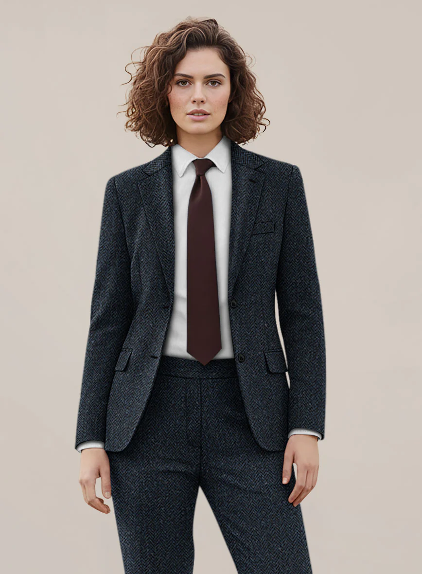 Women's Harris Tweed Dark Blue Herringbone Jacket